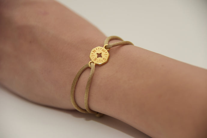 Beige Satin Gold Compass