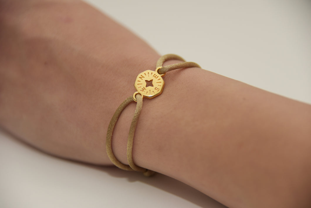 Beige Satin Gold Compass