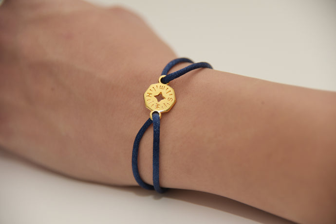 Dark Blue Satin Gold Compass