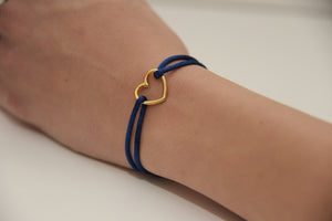 Dark Blue Satin Gold Heart