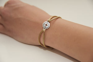 Beige Satin Silver Compass