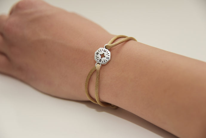 Beige Satin Silver Compass