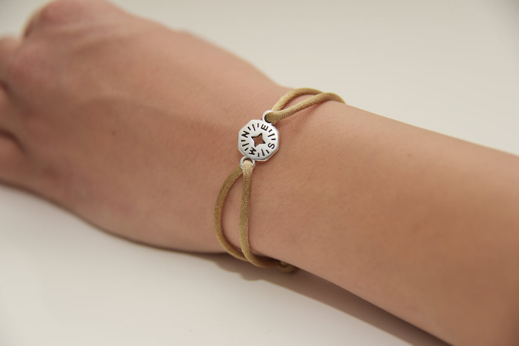 Beige Satin Silver Compass