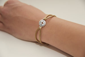 Beige Satin Silver Compass