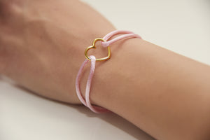 Light Pink Satin Gold Heart