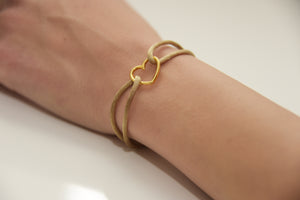 Beige Satin Gold Heart