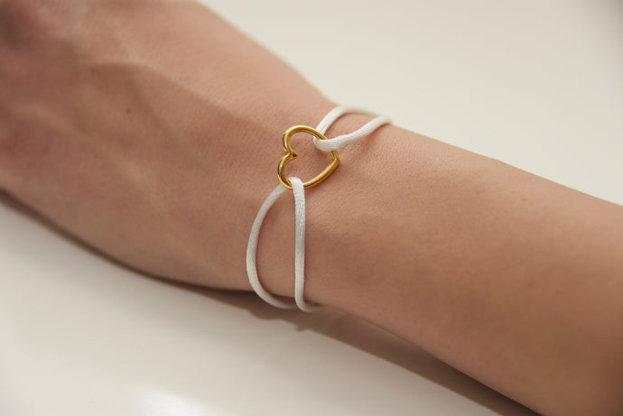 White Satin Gold Heart