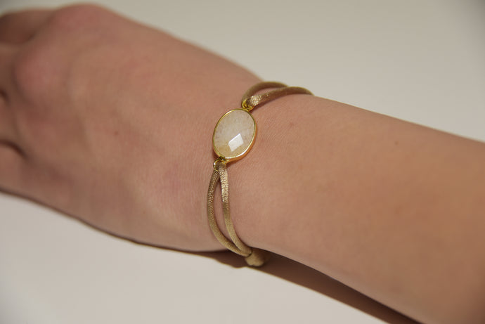 Beige Satin White Stone