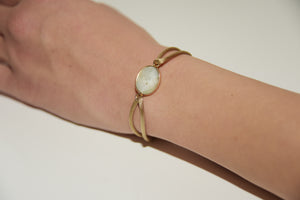 Beige Satin Blue Stone