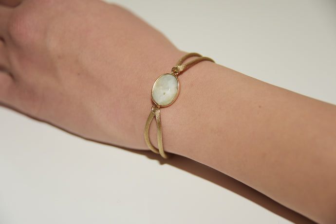 Beige Satin Blue Stone