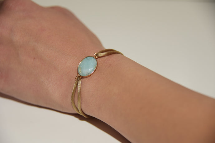 Beige Satin Blue Stone