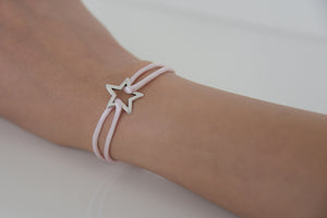 Light Pink Satin Silver Star