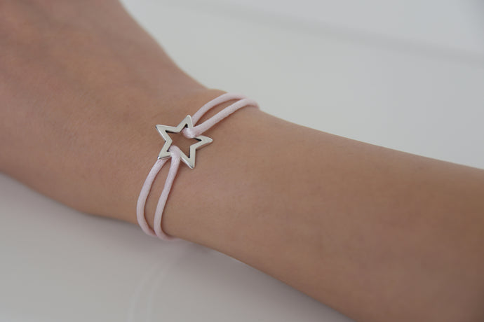 Light Pink Satin Silver Star