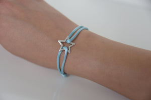 Light Blue Satin Silver Star