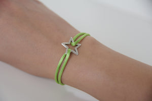 Light Green Satin Silver Star