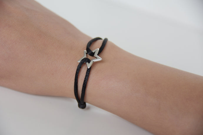 Black Satin Silver Star