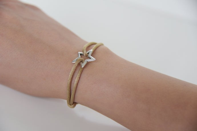Beige Satin Silver Star
