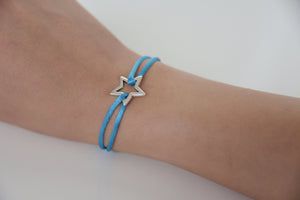 Turquoise Satin Silver Star