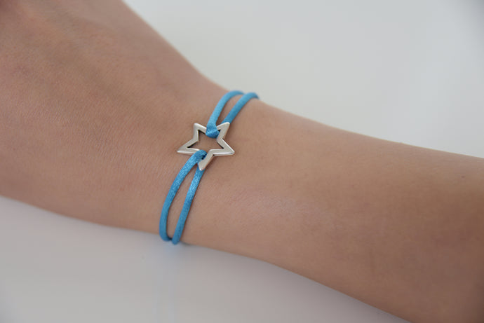 Turquoise Satin Silver Star