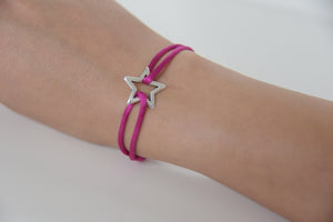 Pink Satin Silver Star