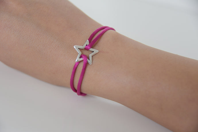 Pink Satin Silver Star