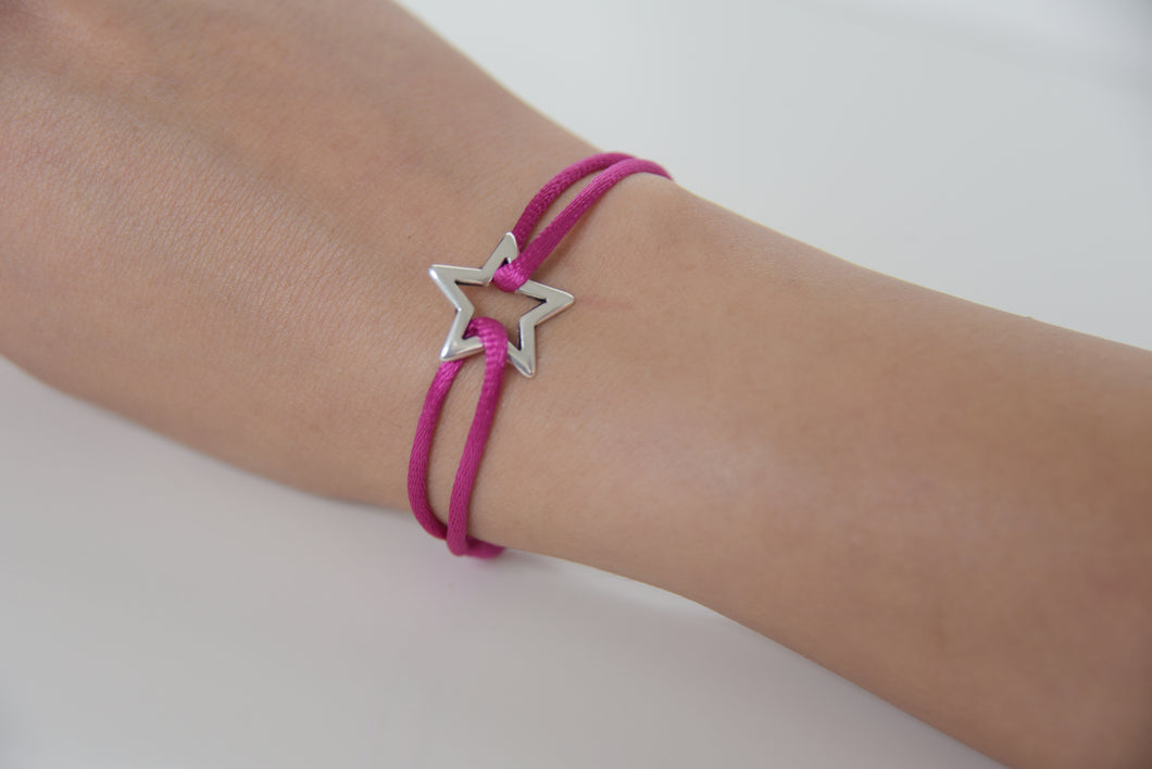 Pink Satin Silver Star