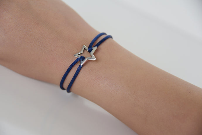 Dark Blue Satin Silver Star