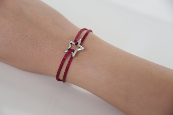 Magenta Satin Silver Star