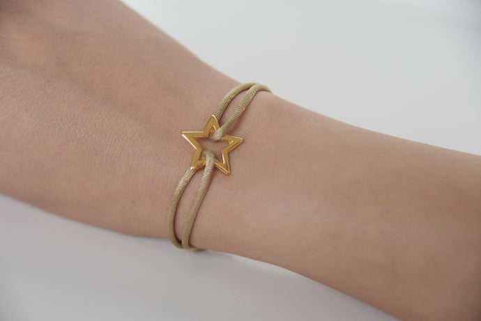 Beige Satin Gold Star