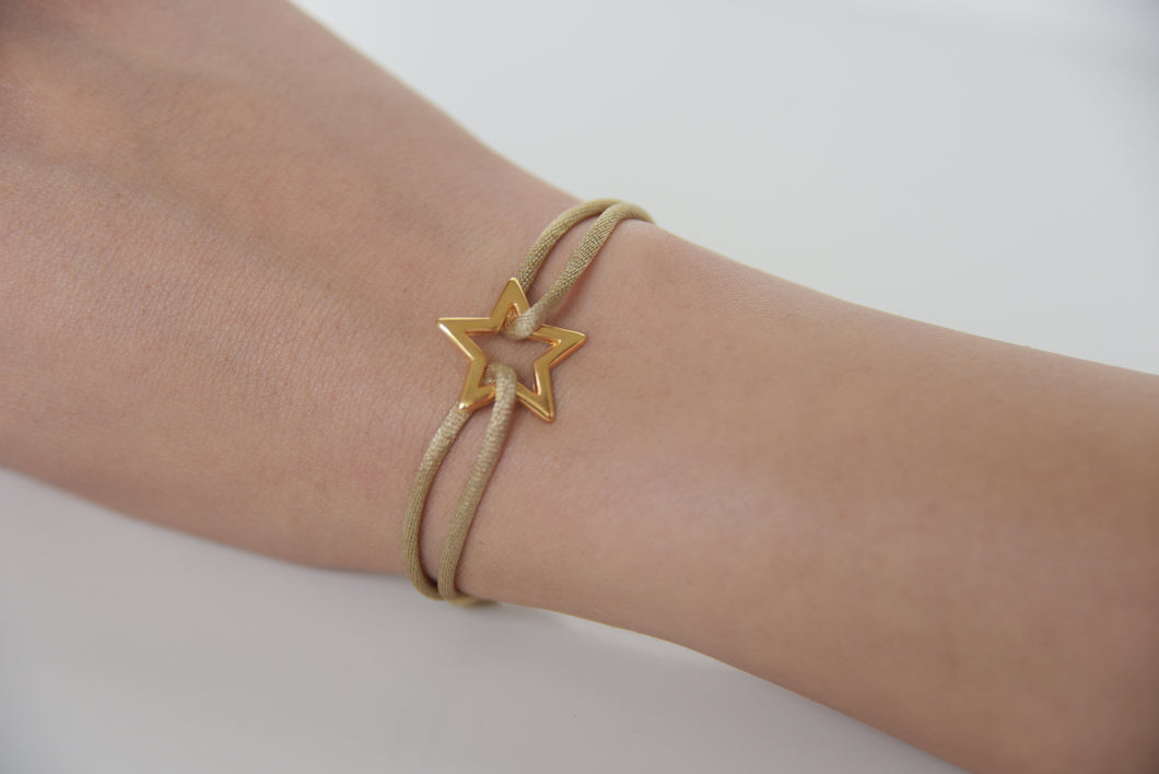 Beige Satin Gold Star