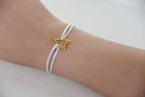 White Satin Gold Star