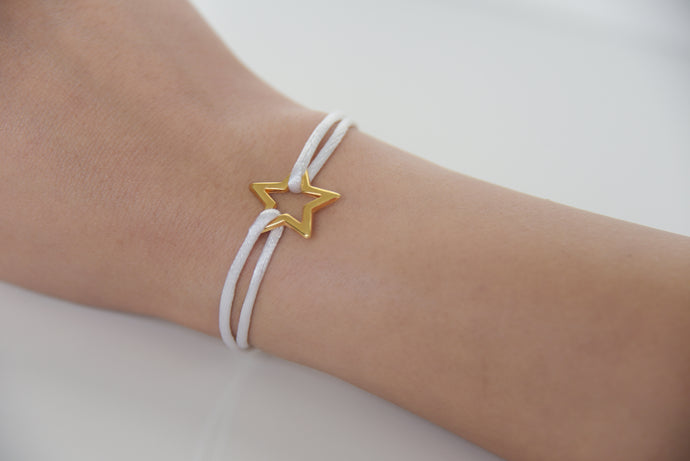 White Satin Gold Star