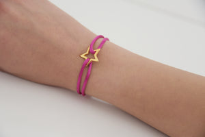 Pink Satin Gold Star