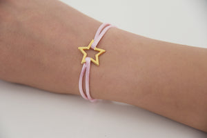 Light Pink Satin Gold Star