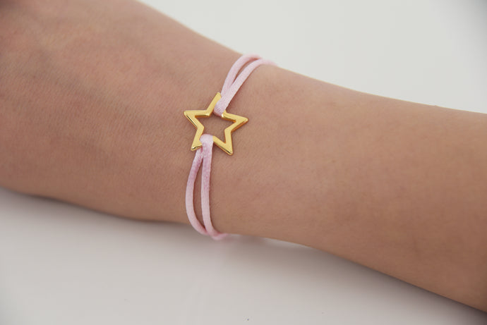 Light Pink Satin Gold Star