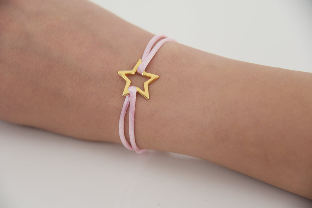 Light Pink Satin Gold Star