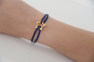 Dark Blue Satin Gold Star