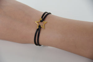Black Satin Gold Star