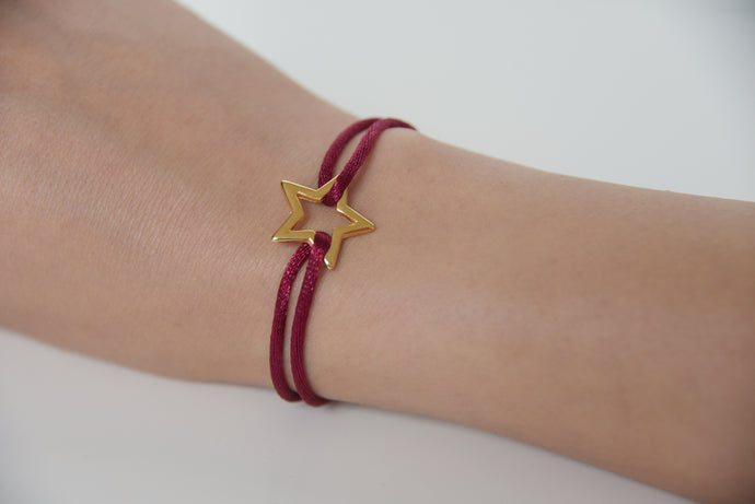 Magenta Satin Gold Star