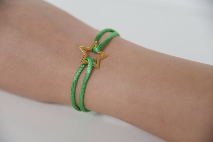 Light Green Satin Gold Star