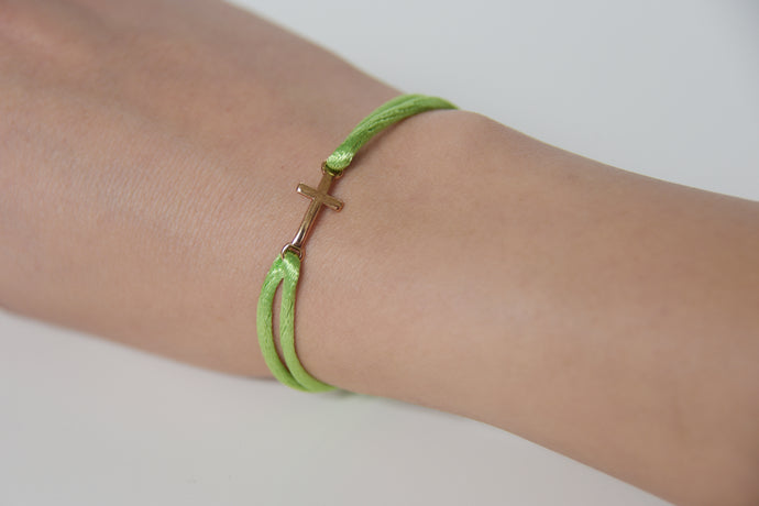 Light Green Satin Gold Cross