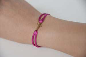 Pink Satin Gold Cross