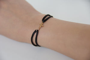 Black Satin Gold Cross