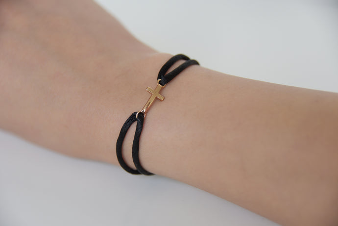 Black Satin Gold Cross
