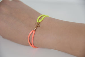 Multicolor Satin Gold Cross