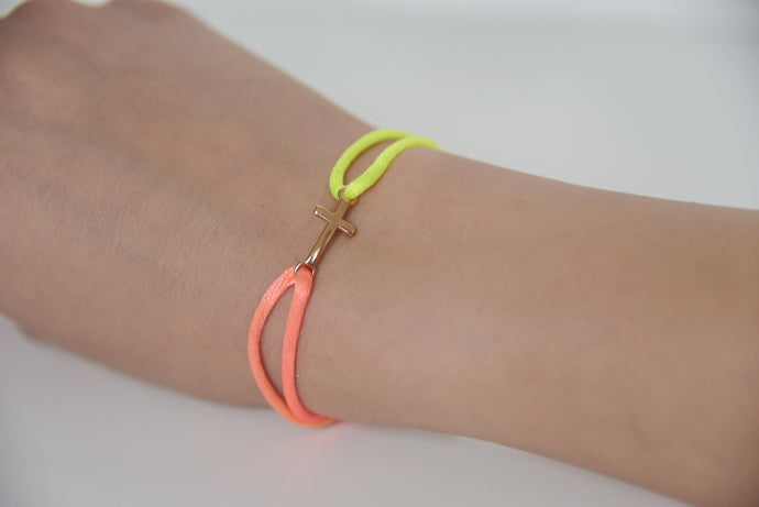 Multicolor Satin Gold Cross