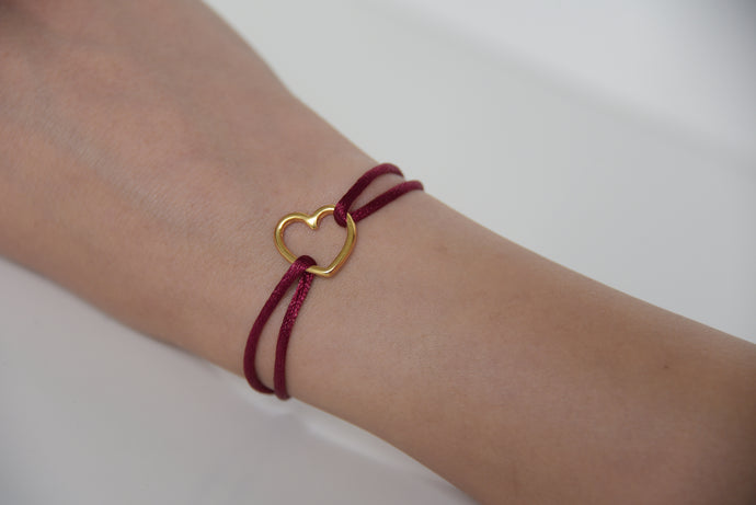 Magenta Satin Gold Heart