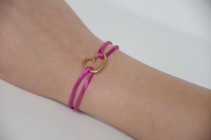 Pink Satin Gold Heart