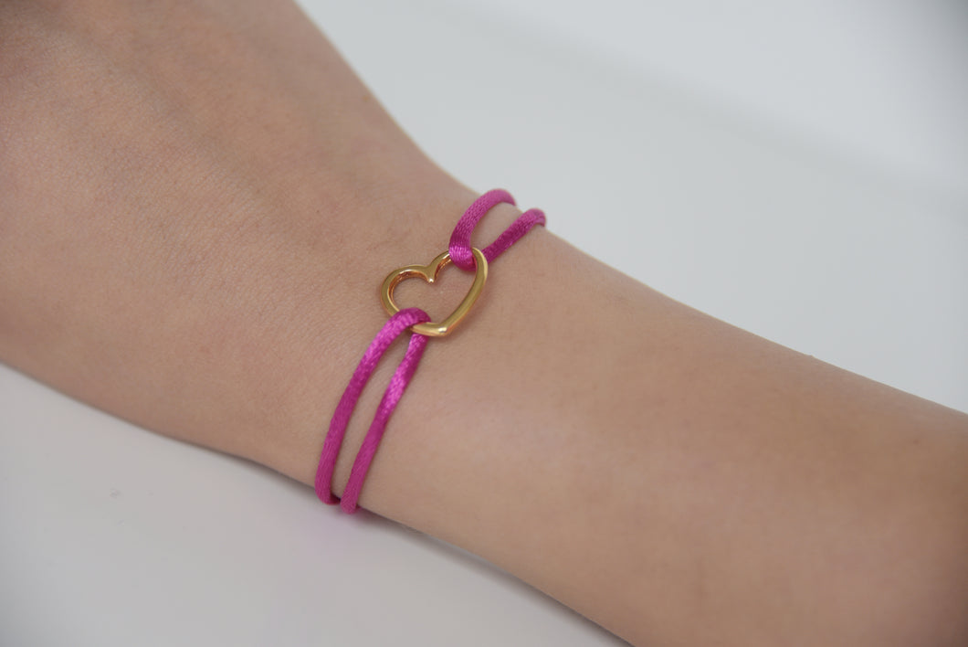 Pink Satin Gold Heart