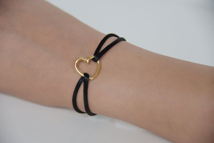 Black Satin Gold Heart